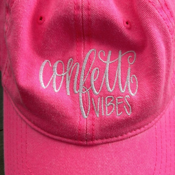 ALL SHE WROTE NOTES Confetti Vibes Ball Cap, Fluorescent Pink Fashion Casual - Picture 8 of 12